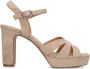 Manfield Dames Beige suède sandalen met hak - Thumbnail 1