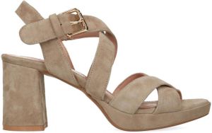 Manfield Dames Beige suède sandalen met hak