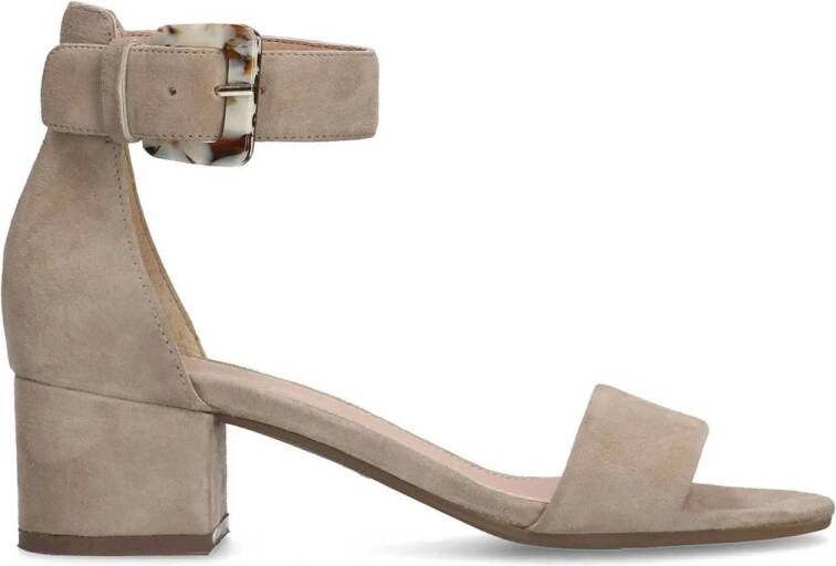 Manfield Dames Beige suède pumps met enkelbandje