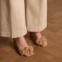 Manfield Dames Beige suède sandalen met hak - Thumbnail 1
