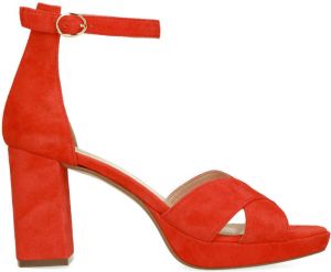 Manfield Dames Oranje suède sandalen met hak