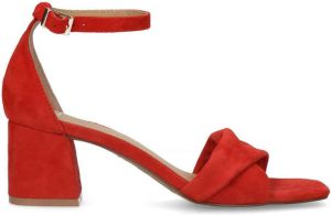 Manfield Dames Rode suède sandalen met hak