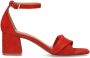 Manfield Dames Rode suède sandalen met hak - Thumbnail 1
