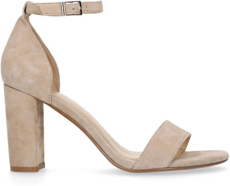 Manfield Dames Taupe suède sandalen met hak