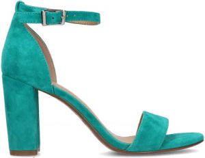 Manfield Blauwe suède sandalen met hak