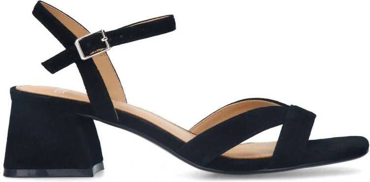 Manfield Zwarte suède sandalen met hak