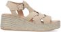 Manfield Dames Beige suède sandalen met sleehak - Thumbnail 1