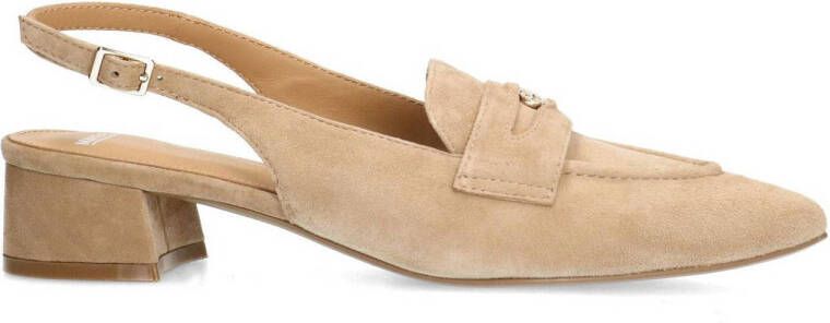 Manfield suède slingback loafers beige