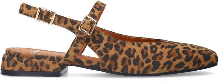 Manfield suède slingback loafers bruin zwart