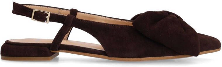 Manfield Dames Bruine suède slingbacks met strik