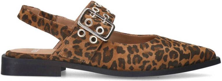 Manfield suède slingback loafers cognac zwart