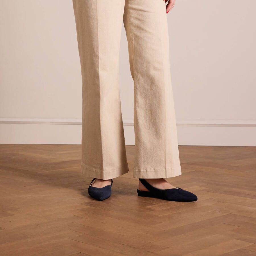 Manfield suède slingback loafers donkerblauw