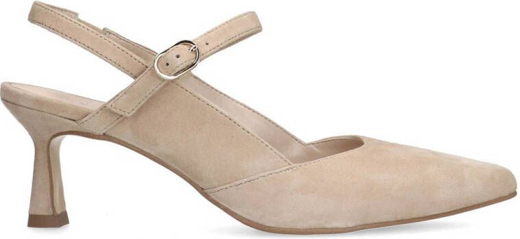 Manfield Dames Beige suède slingback hakken