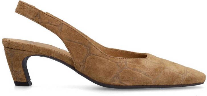 Manfield Dames Beige suède croco slingbacks