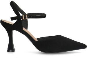 Manfield Dames Zwarte suède slingback hakken