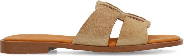 Manfield Dames beige suède slippers