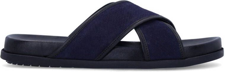 Manfield suède slippers donkerblauw