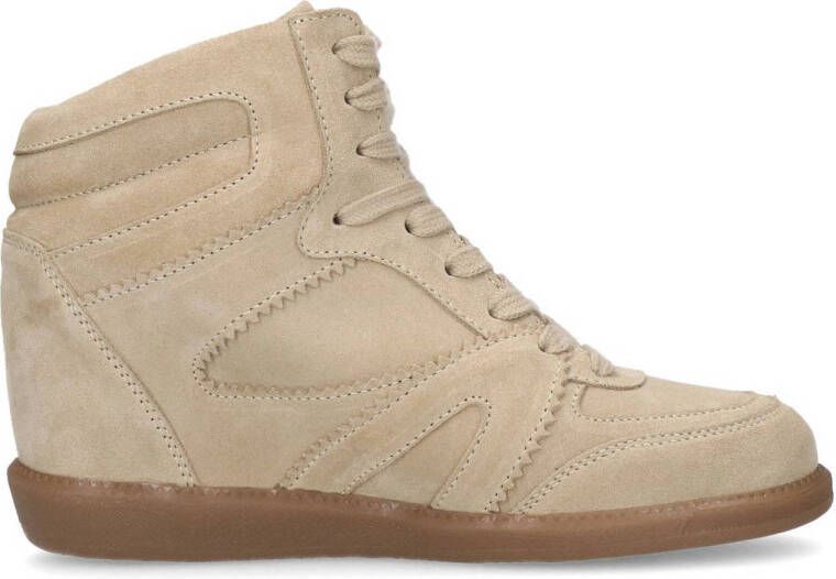 Manfield Dames Beige suède sleehak sneaker