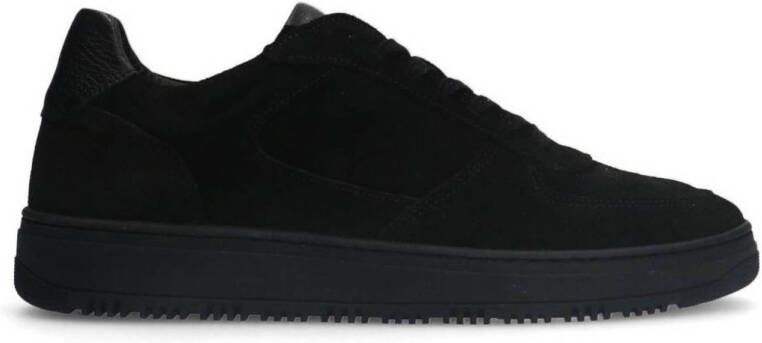 Manfield Heren Zwarte suède sneakers