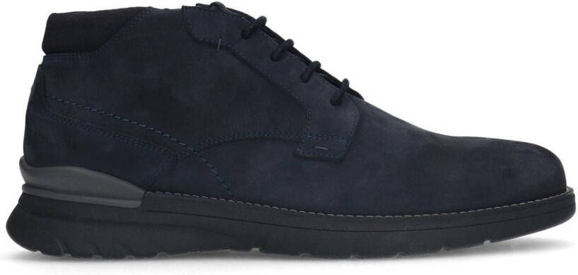 Manfield Heren Donkerblauwe suède veterschoenen
