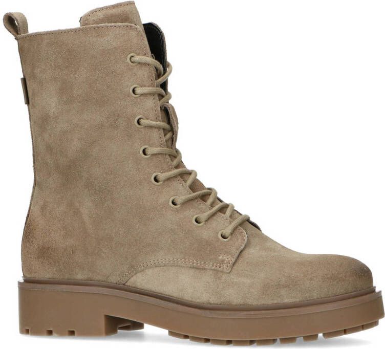 Manfield suède veterboots taupe