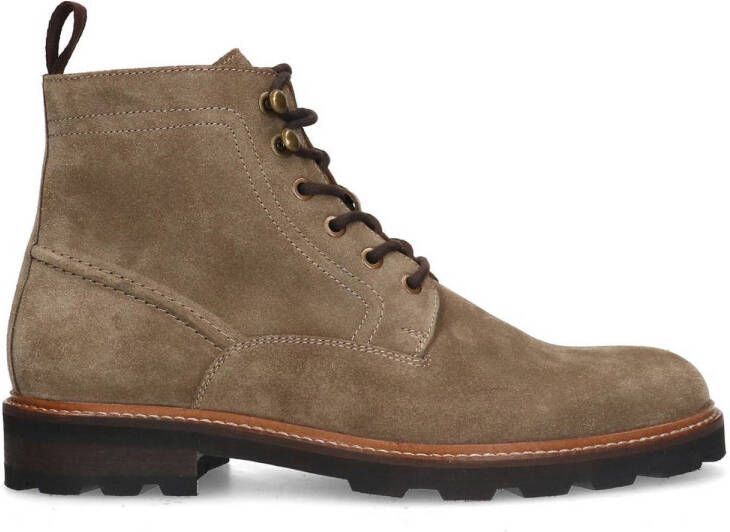 Manfield Heren Taupe suède veterboots