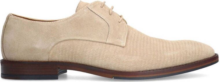 Manfield Taupe suède veterschoenen