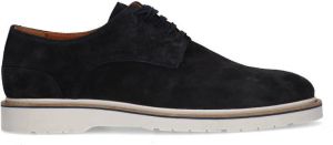 Manfield Heren Blauwe suède veterschoenen
