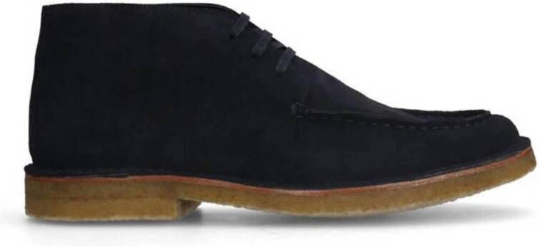 Manfield suède veterschoenen donkerblauw