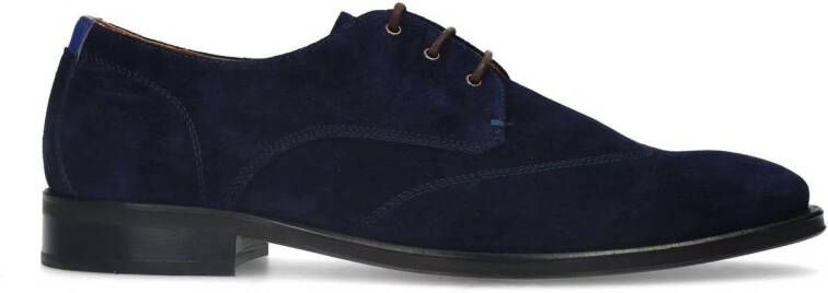 Manfield suède veterschoenen donkerblauw