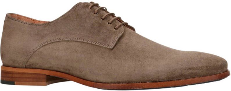 Manfield suède veterschoenen taupe