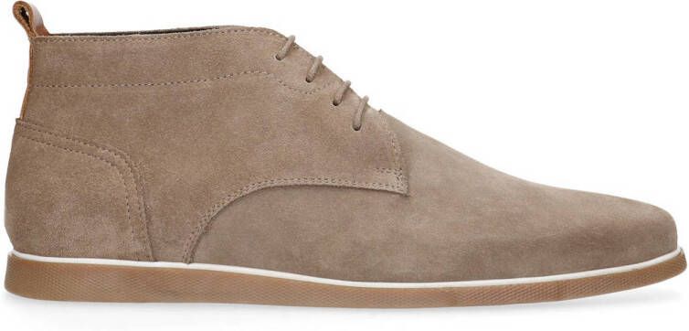 Manfield suède veterschoenen taupe