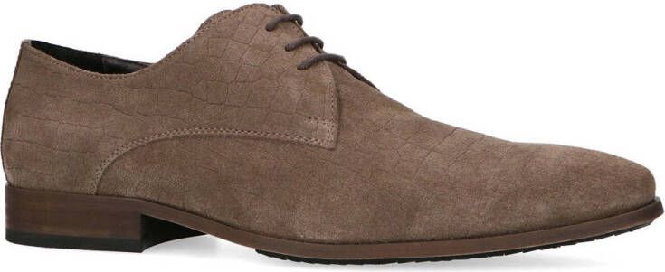 Manfield Heren Taupe suède veterschoenen