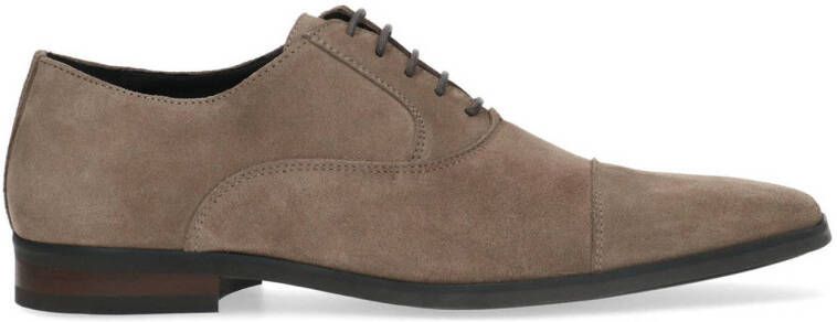 Manfield Heren Taupe suède veterschoenen