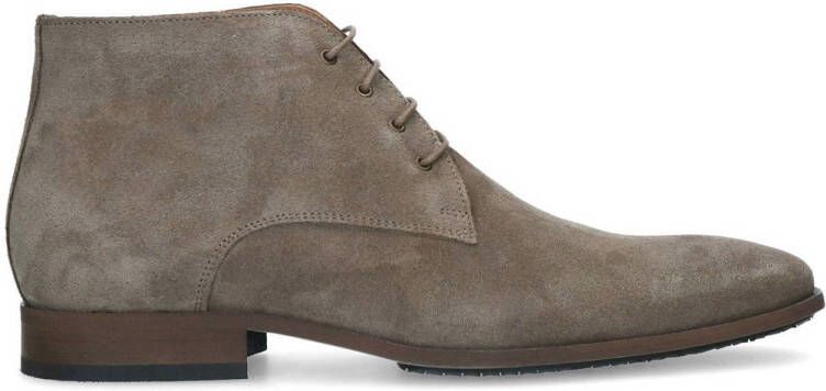 Manfield Heren Taupe suède veterschoenen