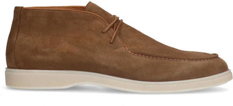 Manfield suède veterschoenen taupe