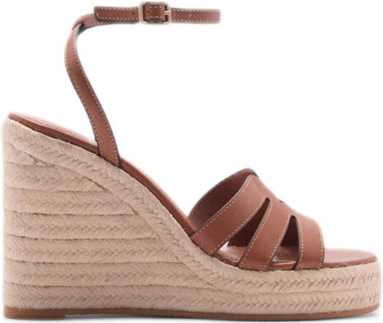 Mango espadrilles met sleehak cognac