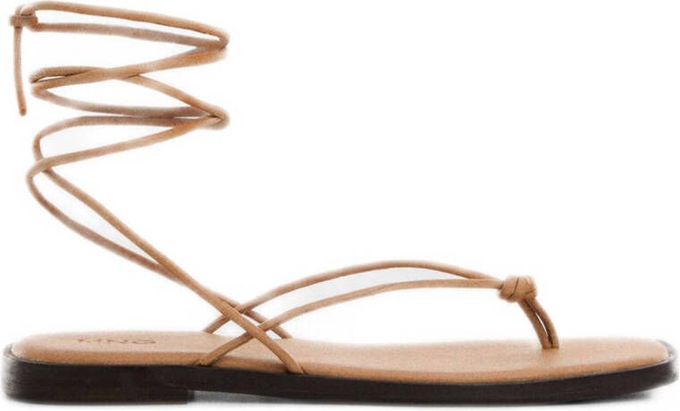 Mango Kids leren sandalen bruin Jongens Leer Effen 35