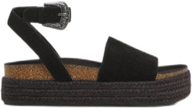 Mango Kids leren sandalen zwart Meisjes Leer 36 | Sandaal van