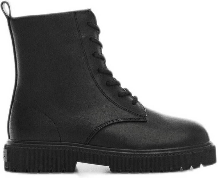 Mango Kids leren veterboots zwart