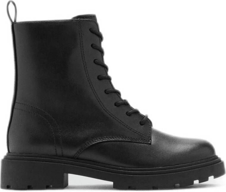 Mango Kids leren veterboots zwart