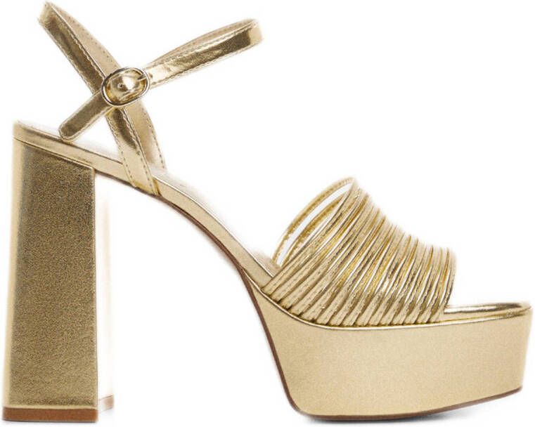 Mango sandalettes goud Dames Imitatieleer 38 | Sandalette van