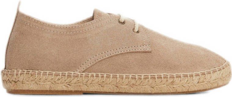 Mango Kids suède veterschoenen lichtbruin Jongens Suede Effen 34