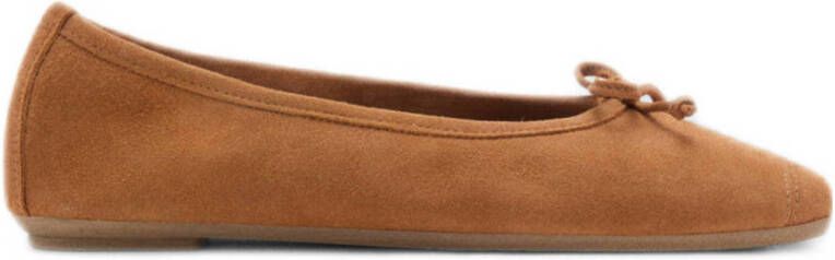 Mango leren ballerina's cognac