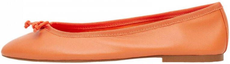 Mango leren ballerina's met strikje oranje - Schoenen.nl
