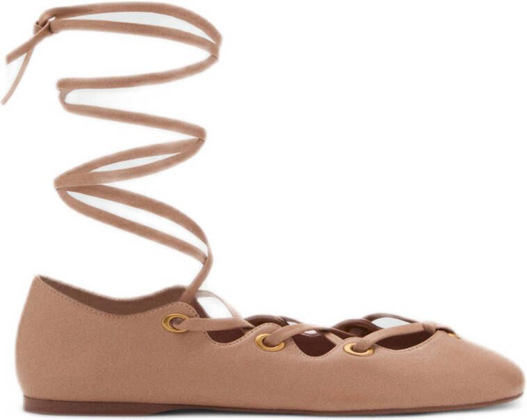 Mango leren ballerina's oudroze