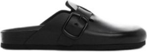 Mango leren clogs zwart