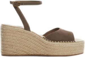 Mango leren espadrilles taupe