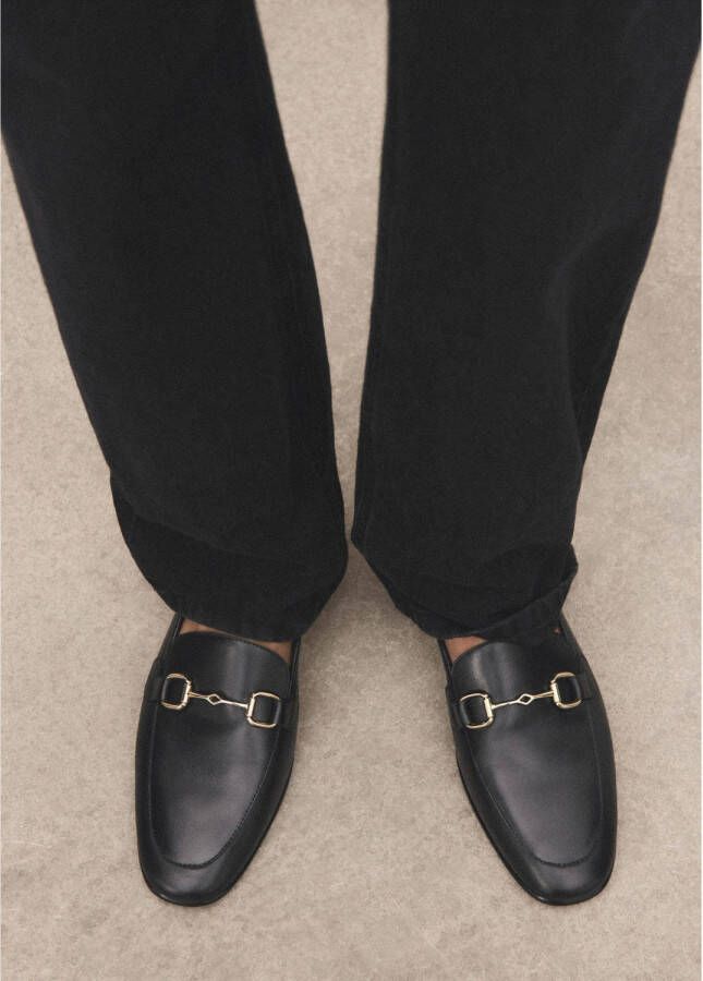Mango leren loafers zwart