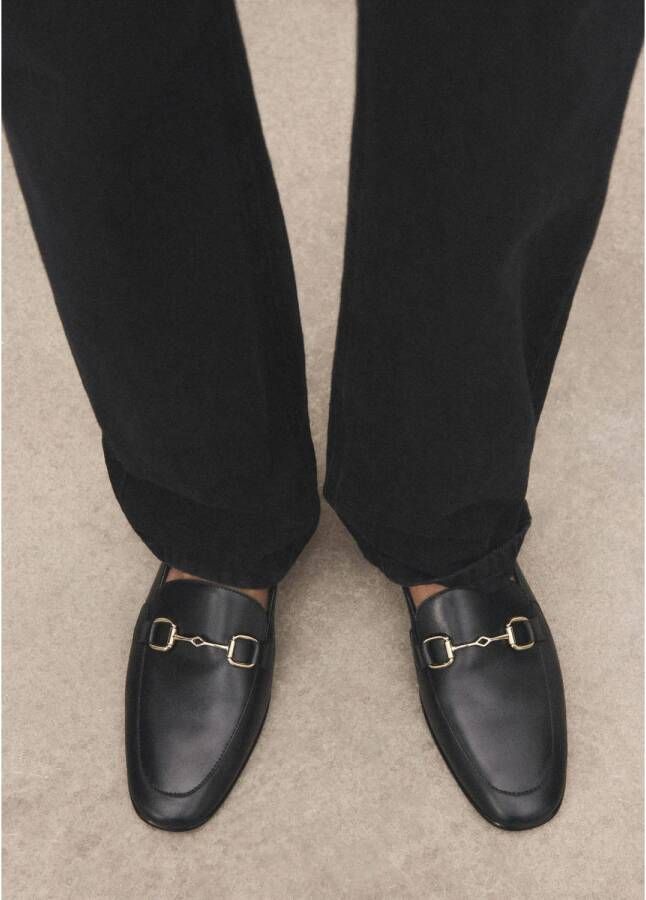 Mango leren loafers zwart